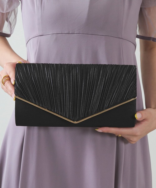 Kana クラッチバッグ パーティーバッグ メタル プリーツ 2WAY クラッチ