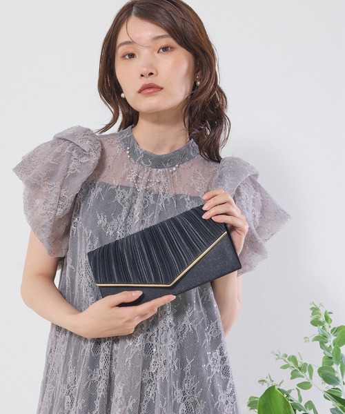 Kana クラッチバッグ パーティーバッグ メタル プリーツ 2WAY クラッチ