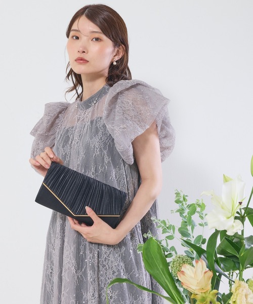 Kana クラッチバッグ パーティーバッグ メタル プリーツ 2WAY クラッチ