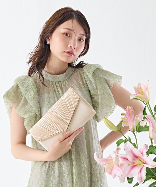Kana クラッチバッグ パーティーバッグ メタル プリーツ 2WAY クラッチ