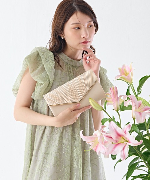 Kana クラッチバッグ パーティーバッグ メタル プリーツ 2WAY クラッチ