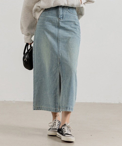 DAY CLOSET デニムスカート レディース フロントスリットデニムナロー