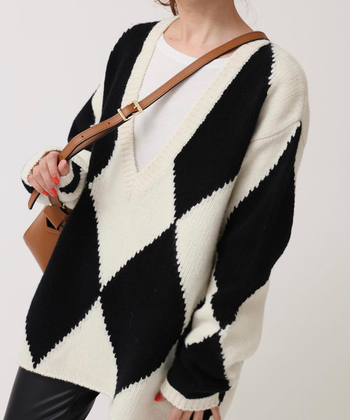 Spick＆Span ニット ビッグダイヤインターシャニット レディース 