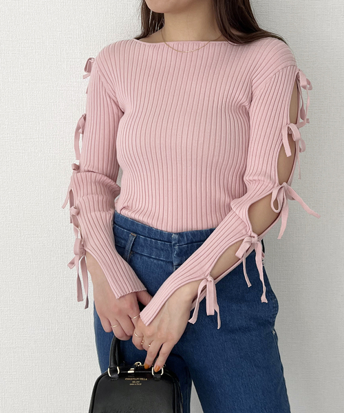 U by SPICK&SPAN ニット リボンディテールニットトップス