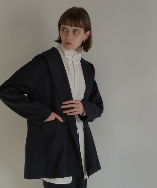 ジャケット・アウター enof over size jacket 01 Black MANOF（マノフ） コート アウター HOOD OVER JACKET レディース