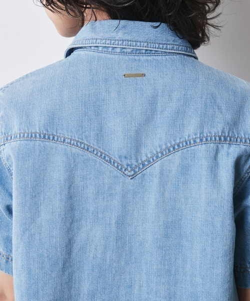 ブラウス シャツ コットン100%デニムシャツ レディース メンズ コットン100%デニムシャツ（シャツ/ブラウス）｜antiqua