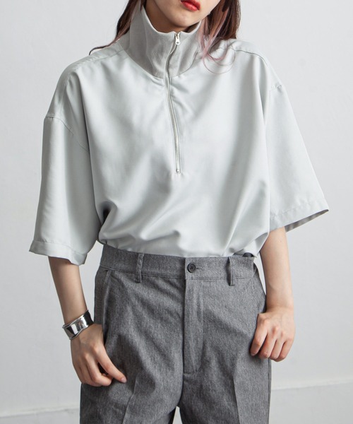 Nilway（ニルウェイ） tシャツ リブハイネックオーバーサイズ 半袖