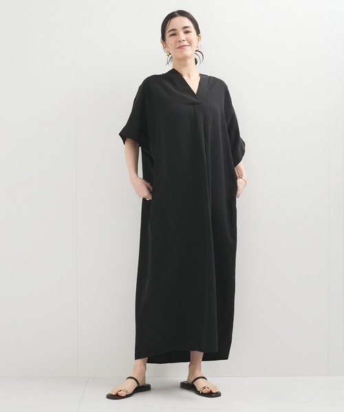 ワンピース ROPE couture セール】ZIP付き畦ニットワンピース（ワンピース）｜natural