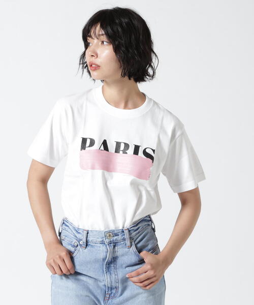 tシャツ DROIT BELLO（ドロイトベロ）PINKブラッシュPARIS Tシャツ レディース