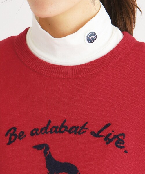アダバット　ロゴデザイン 長袖カシミヤセーター　ゴルフウェア adabat（アダバット） ニット セーター ロゴデザイン 長袖カシミヤ