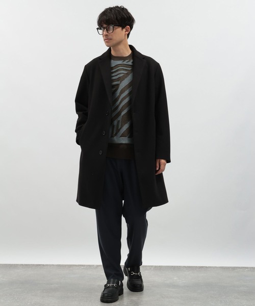 ラコレ　チェスターコート　ネイビー　Sサイズ WEB限定/OUTLET】【BL】ウールブレンドチェスターコート