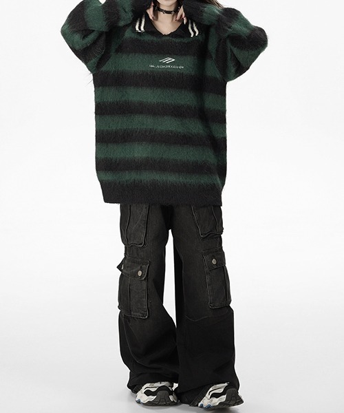 Chick ニット セーター Game Shirt like border Knit / ゲーム