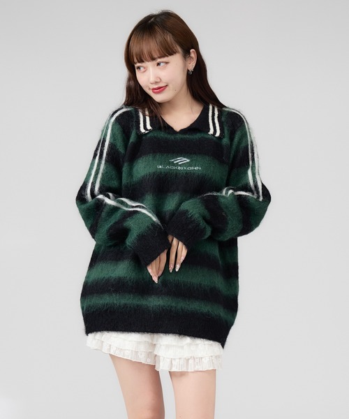 ニット セーター Game Shirt like border Knit / ゲームシャツ風ボーダーニット レディース Chick ニット セーター Game Shirt like border Knit / ゲーム