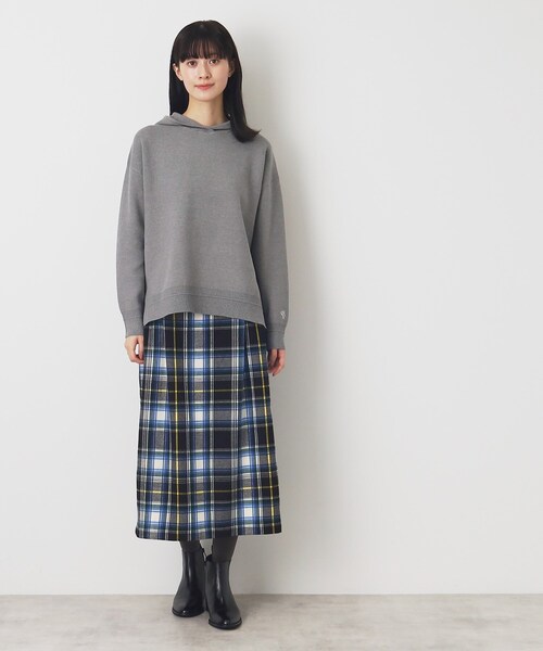 Dessin（デッサン） スカート 「洗える」起毛チェックタックスカート