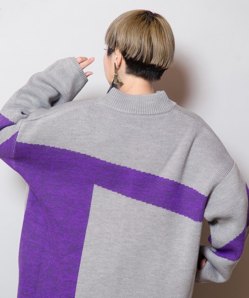 OSMOSIS カーディガン ブロッキングニットカーディガン