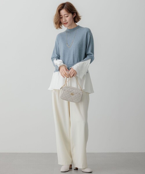 ニット セーター 「23区×Oggiコラボ」フレアサテンコンビ ラメニット