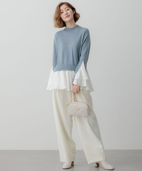 ニット セーター 「23区×Oggiコラボ」フレアサテンコンビ ラメニット