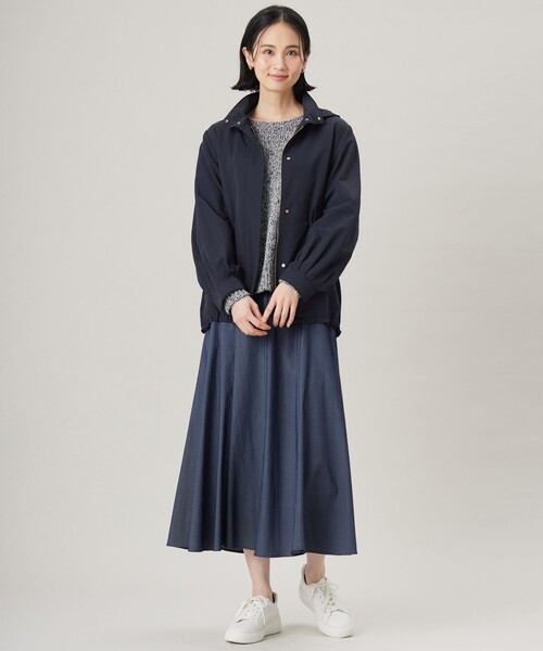 自由区 【洗える】コットンレーヨン　ブルゾン ネイビー系 自由区（ジユウク） ブルゾン アウター コットンナイロンタッサー