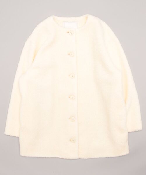 新品コート38 To ★b. by agnes b. To b. by agnes 「To b.」 ノーカラーコート 38 ホワイト レディース