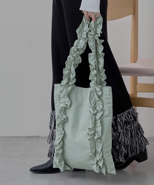 アイドル写真付きフリルバッグ ティアードフリルBIGキャンバストートバッグ ／ tiered frill big