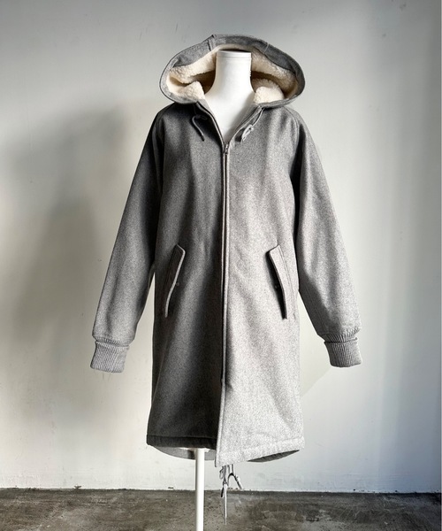 美品✨パパス メルトンウールコート ワッペン くるみボタン グレー XL相当 ウール ショートコート & スカーフ｜Ron Herman(ロンハーマン