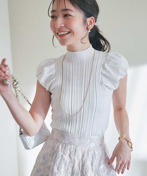 「La boutique BonBon」 半袖ニット FREE ホワイト レディース La boutique Bonbon ニット セーター 「最強モテニット