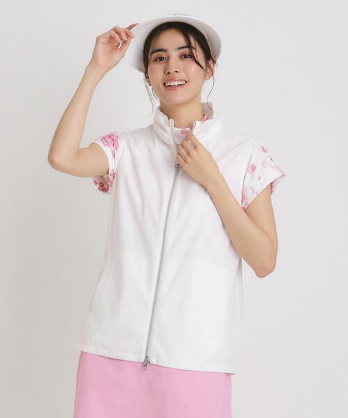 adabat（アダバット） ベスト ジレ 撥水加工 ロゴチェックジップアップ