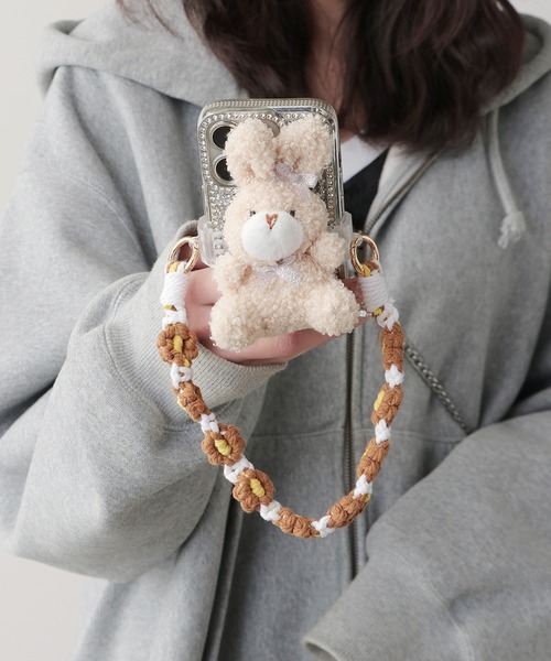 ROOP TOKYO Floral hand strap with rabbit doll / ラビットドール付き