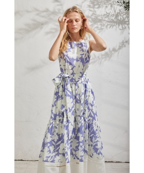 Estella.K ワンピース Elise Long Dress モノクロマティックプリント 