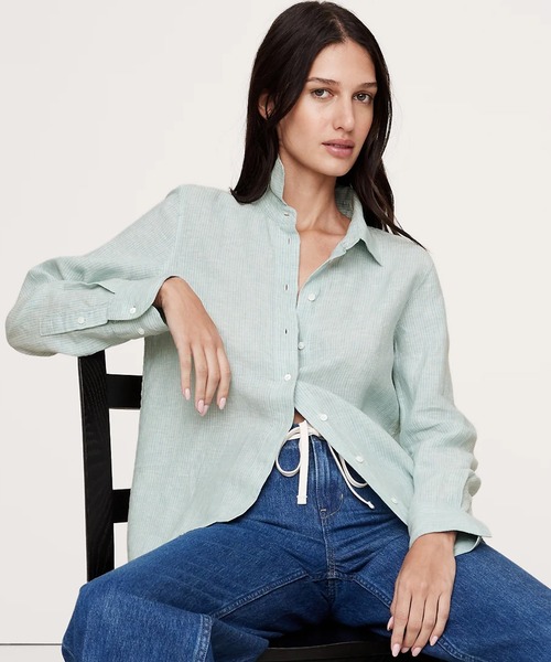 ブラウス シャツ oversize linen shirt レディース OVERSIZED LINEN SHIRT - WHITE | COS