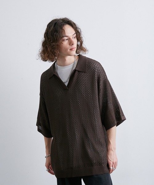 「JUNRED」 半袖ニット L グレー メンズ