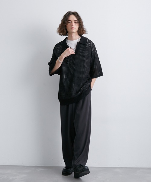 「JUNRED」 半袖ニット L グレー メンズ