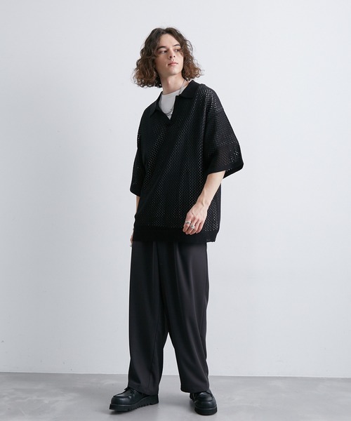 「JUNRED」 半袖ニット L グレー メンズ