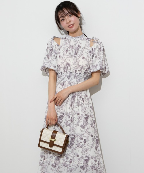 未使用タグ付き dazzlin ダズリン 半袖フラワープリントフレア