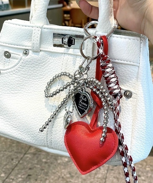 SHEENA（シーナ） チャーム ハートカラビナ付きリボン×ハートバッグ