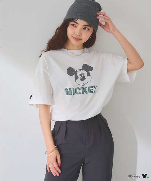 レディース F MICKEY UNLIMITED ミッキーマウス tシャツ Disney tシャツ 「Disney/ディズニー」ミッキーマウスフェイス