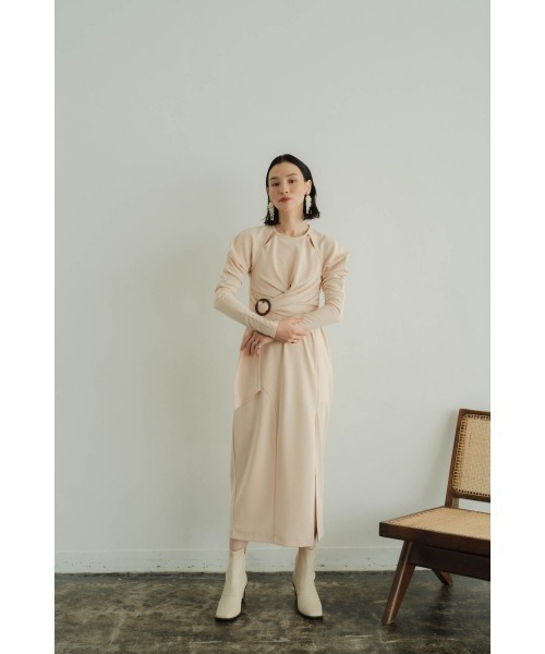 【最終値下】KnuthMarfワンピース Knuth Marf ワンピース waist mark slit one piece/light beige
