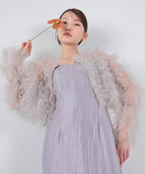 Kana チュールフリル ギャザー ボレロ トップス 結婚式 お呼ばれ