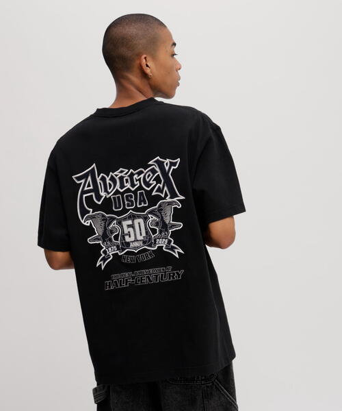 AVIREX ×グランパス30周年コラボ Tシャツ ブラック×ホワイト SizeMAX】AVIREX バーシティロゴTシャツ【AOKI公式通販】