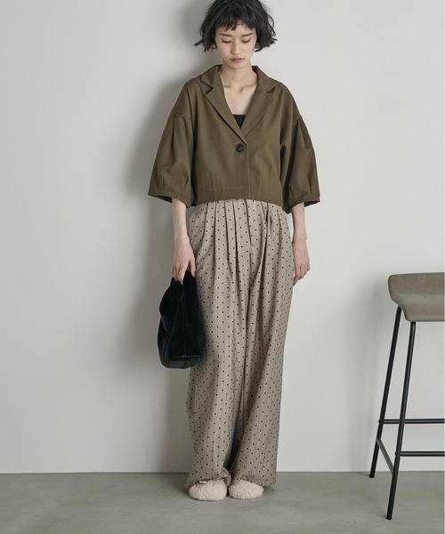 THE Yon ジャケット テーラードジャケット バレルハーフスリーブ