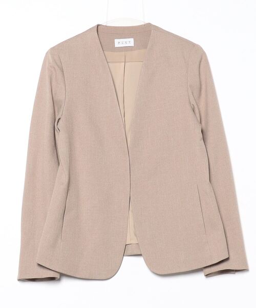 PLST プラステ ノーカラージャケット セレモニー ベージュ M オフィス PLST 「PLST」 ノーカラージャケット M ベージュ レディース