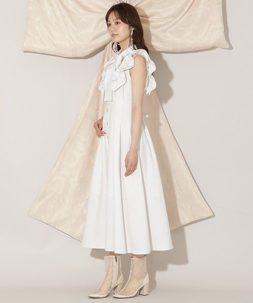 WILLSELECTION フリルスリーブリボンタイシャツワンピース WILLSELECTION ワンピース フリルスリーブリボンタイシャツ