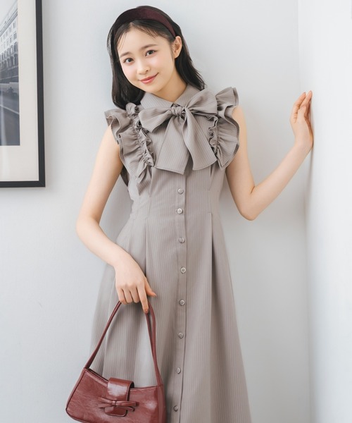 ウィルセレクション　リボンタイワンピース WILLSELECTION ワンピース ラッフルスリーブリボンタイ
