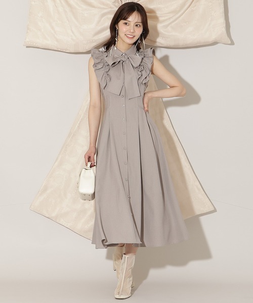 WILLSELECTION フリル袖タイトドレス Tika ドレス キャバドレス フリル袖フラワーレースフロント