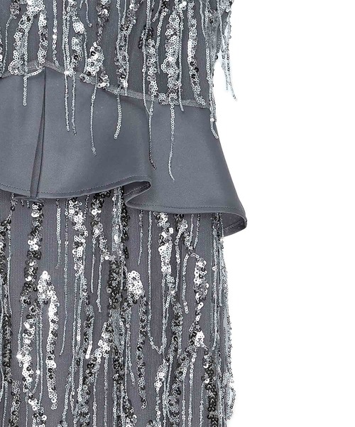 Leja（レジャ） ドレス 「LEJA LUXE」シルバーフリンジスパンコール