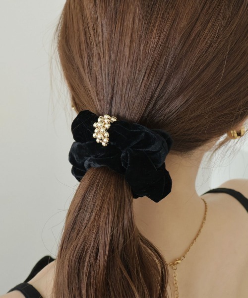 CEMO NEMO（セモネモ） シュシュ ゴールド モチーフ ベロア シュシュ