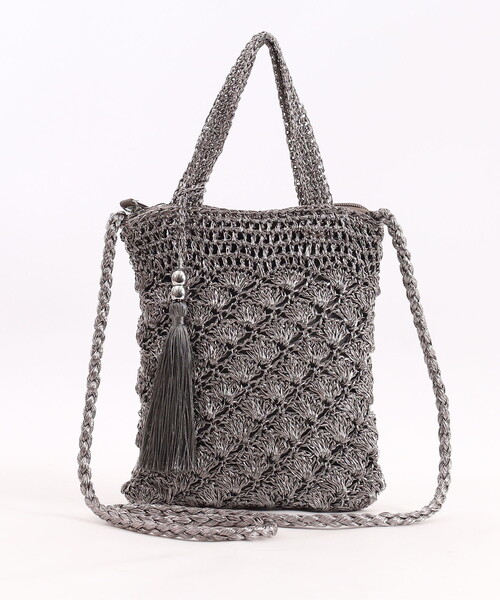 「COOCO」 かごバッグ 9 シルバー レディース_画像4