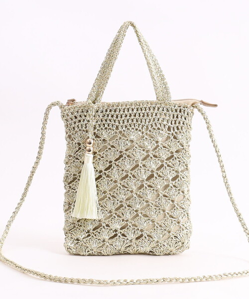 「COOCO」 かごバッグ 9 シルバー レディース_画像5