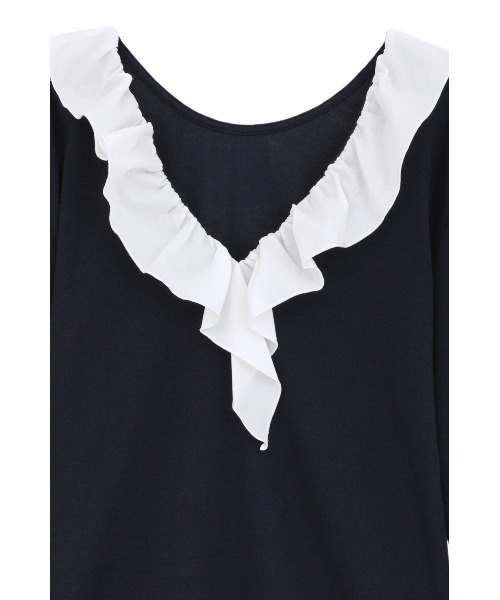 MANOF（マノフ） tシャツ 2WAY FRILL NECK CUT TOPS レディース