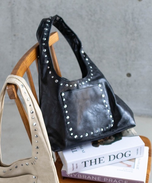 clear ハンドバッグ スタッズワンハンドルバッグ「Y2K カジュアル 着